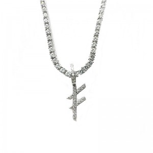 ジュエリー高品質カスタム名シルバーレターネックレスシルバーテニスチェーンとペンダントチャーム